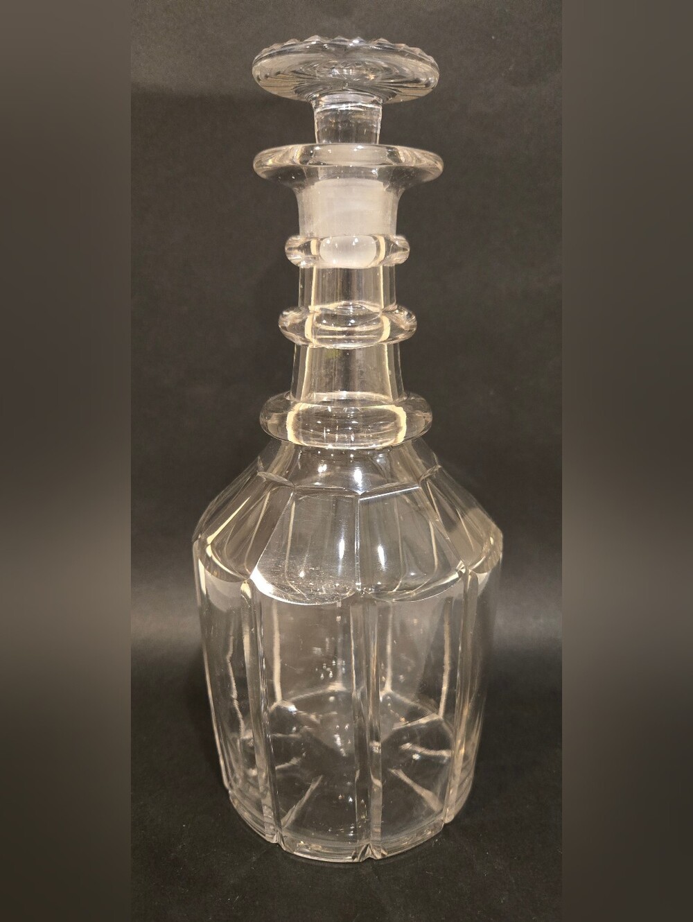 Antique Georgian 3 Ring Decanter - Classic Clear Crystal Look